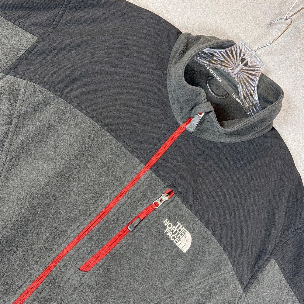 The North Face Wind Stopper Mens Black and Gray Full Zip Up Soft Shell Jacket XL
